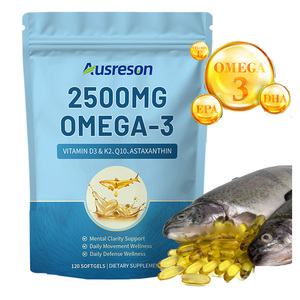 Ausreson OEM <span class=keywords><strong>Omega</strong></span> <span class=keywords><strong>3</strong></span> 6 9 Huile de Poisson Krill EPA DHA Super Capsules Molles Suppléments Naturels Halal 2500mg <span class=keywords><strong>Omega</strong></span> <span class=keywords><strong>3</strong></span> Huile de Poisson en Gélules Molles - Product Image 1