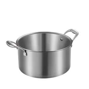 Kitchen cookware stainless steel stock pot with lid and two side handle Nha bep noi thep khong gi