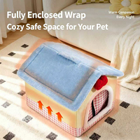 Lit pour animaux de compagnie en forme de maison, coussin amovible et lavable, maison pour animaux de compagnie chaude et confortable pour chiens et chats de petite et moyenne taille, utilisation en intérieur