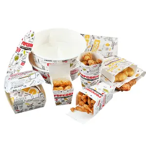 Scatola di pollo fritto usa e getta patatine fritte hamburger carta sacchetto di carta resistente all'olio snack ciotola di imballaggio scatola di popcorn di pollo