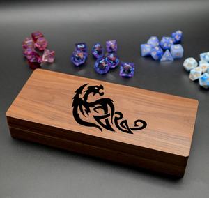 LOGO personnalisable Multifonction Rectangle Noyer noir Boîte à dés en bois personnalisée avec couvercle magnétique - Product Image 3