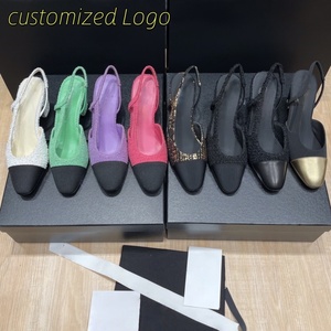 Zapatos de Tacón Bajo de Cuero Genuino para Mujer, Diseño de Lujo, Sandalias de Verano con Punta Cerrada y Tira Trasera - Product Image 3