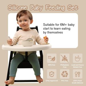 BPA miễn phí Silicone bé bộ đồ ăn đặt trẻ sơ sinh Quà tặng trẻ em sản phẩm ăn uống với tấm bát muỗng - Product Image 2