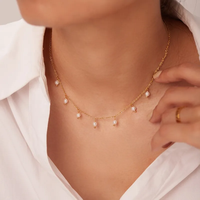 Venta al por mayor 18K chapado en oro 304 Acero inoxidable plástico dulce diseño geométrico collar Cadena de cuerda para princesa vacaciones joyería