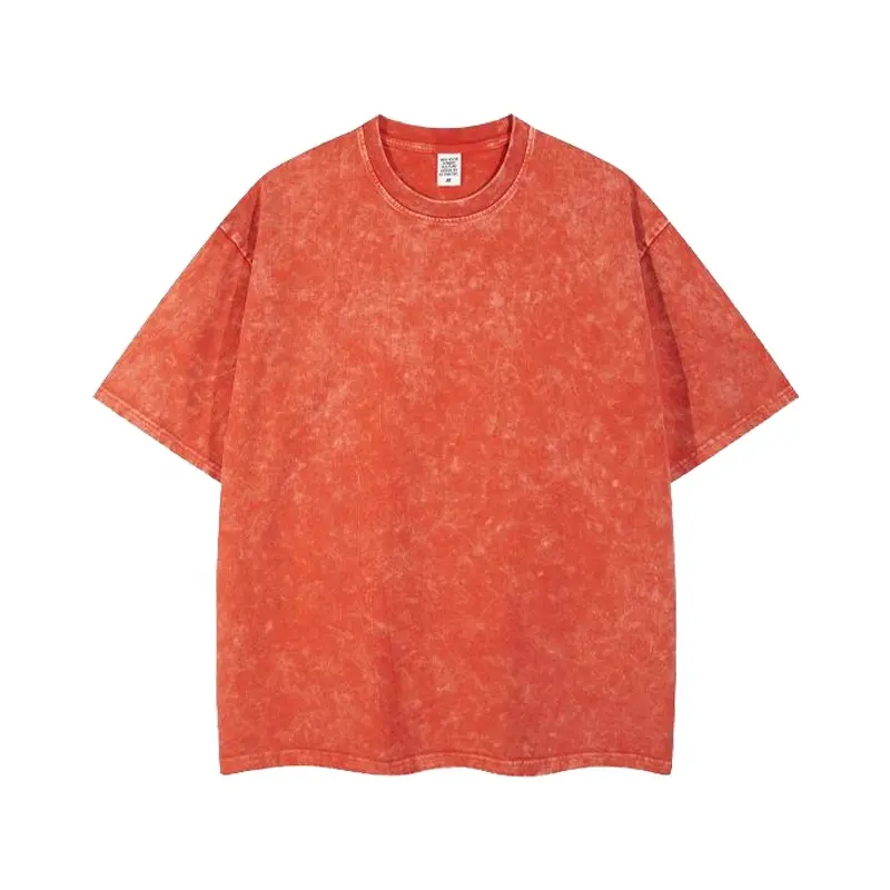 대형 사용자 정의 로고 남성 티셔츠 100% 유기농 무거운 코튼 산 세척 t 셔츠 300 gsm heavyweigth 스톤 워시 t 셔츠