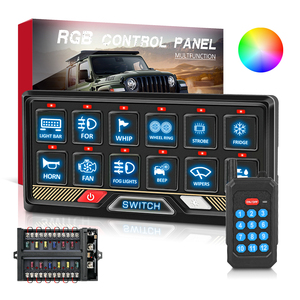 Panneau de commutation de télécommande Premium 12 Gang de qualité professionnelle étanche 12V pour Jeep hors route sans fil Universal Fit - Product Image 1