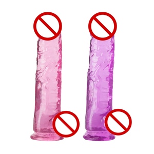 שקוף דו-צבע ג 'לי דילדו <span class=keywords><strong>sextoy</strong></span> מציאותי אנאלי תקע עם מוצצת כוס עבור נשים wagina אוננות מוצרי סקס למבוגרים - Product Image 1