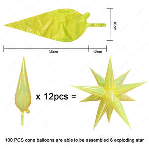 Ballons <span class=keywords><strong>Valentino</strong></span> Pink Cone Starburst 24 40 pouces, ballons pastel jaune étoile pointue pour la décoration de fête d'anniversaire ou de mariage - Product Image 3