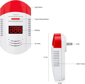 Khí đốt tự nhiên LPG gas Leak <span class=keywords><strong>Detector</strong></span> với báo cháy AC Powered 5-năm cuộc sống làm việc di động cho nhà bếp - Product Image 4