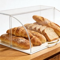 Vitrine à pain en acrylique incurvée avec poignée métallique, fabrication OEM/ODM depuis 20 ans, pour comptoir de boulangerie, vente en gros