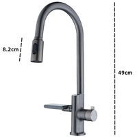 Robinet de cuisine moderne en laiton à commande par capteur, installation monotrou, eau chaude/froide, cascade, noyau en céramique, douchette extractible