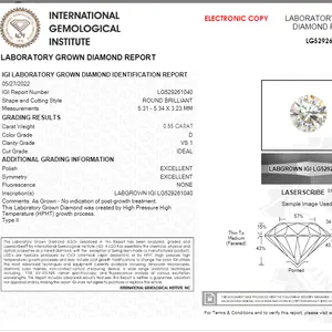Wholesale natural diamond D VS-1/E VVS2 0.55ct 1ct 2ct 3ct Loose HPHT /CVD Lab Grown Diamond IGI Certificate in India and China