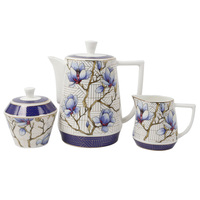 Nouvel ensemble de vaisselle de luxe en porcelaine bleue et blanche, 17 pièces, service de table exquis en porcelaine fine