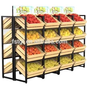 رف عرض خشبي متين من 4 طبقات بدعامات معدنية: ارتقِ بعرض الفواكه والخضروات في متجرك - Product Image 6