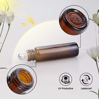 Flacon roll-on en verre ambré de 10 ml en gros, personnalisable, prix usine, pour huile de parfum avec bille roulante