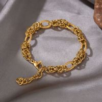 Bracelet en acier inoxydable plaqué or 18 carats PVD, chaîne torsadée byzantine, rétro, hip-hop, hypoallergénique, ne ternit pas, bijoux pour femmes