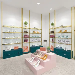 新装饰鞋店架壁挂式挂袋收纳袋鞋子展示架，用于零售商店支架，带透明玻璃顶部
