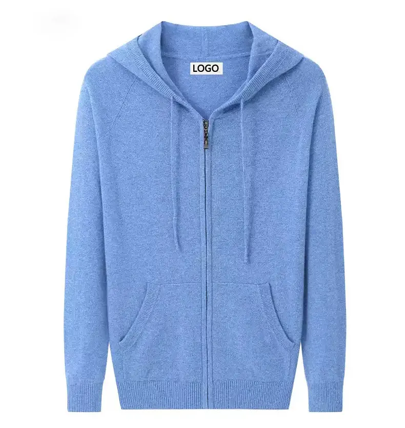 custom 100% cashmere zip hoodie men hebei