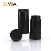 Bouteille ronde noire de qualité alimentaire, sérigraphiée, vide, en plastique, avec bouchon à vis, pour capsules de soins de santé, conteneur HDPE pour médicaments