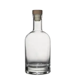 柏林包装可定制波士顿圆形威士忌酒瓶大220毫升400毫升空伏特加玻璃瓶