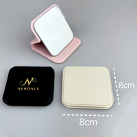 Nouvel Arrivage Mini Miroir Pliable Carré Miroir Cosmétique de Poche en Cuir PU Logo Personnalisé Portable Debout Voyage Design Compact 1X