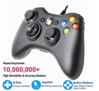 Manette de jeu filaire noire PC/USB avec vibration et gyroscope six axes pour console 360