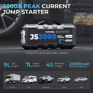 Supercapacitor multifuncional portátil Topdon JS3000 multifuncional, impulsionador de bateria, powerbank, salto de partida, banco de potência para carro