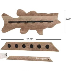 Support mural en bois massif pour cannes à pêche, rangement multi-trous pour cannes et épuisettes - Product Image 4