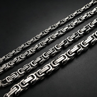 Bracelet Byzantin pour Femme et Homme, en Acier Inoxydable Massif, Fait Main, Bijou pour la Fête des Pères, Ne Ternit Pas, Maillons Carrés Byzantins, Bracelet Roi