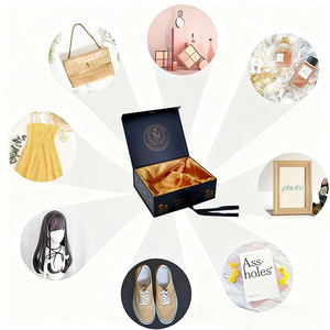 Scatole Regalo Magnetiche con Laminazione in Lamina d'Oro, Goffratura, Rivestimento in Tessuto di Seta, Logo Personalizzato, Ecologiche in Cartone Nero con Nastro - Product Image 3