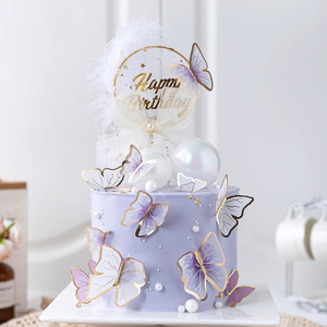DIY <strong>butterfly</strong> <strong>Cake</strong> Decoration Golden Line 3D <strong>Purple</strong> pink <strong>butterfly</strong> Kits Decoration for Birthday Party <strong>Cake</strong> - Product Image 3