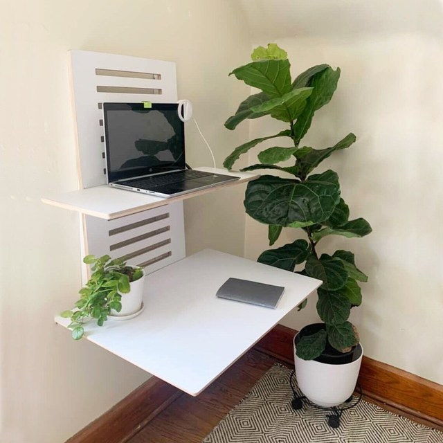 HG Minimalist Floating Plywood Murphy Desk Wall-Mounted Adjustable Height Folding Laptop Tablet Stand Customized Color