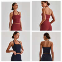Soutien-gorge de sport dos nu à col halter effet seconde peau, rembourré Power Flex pour femme