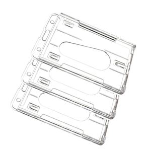 Porte-badge rigide vertical et horizontal X527 en plastique PS, 2 emplacements pour cartes, transparent cristallin - Product Image 1
