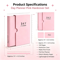 Livre de journal à couverture rigide avec logo imprimé personnalisé rose, carnet de notes de couleur personnalisé, agenda quotidien, hebdomadaire et mensuel, boîte à feuillets