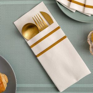 Sekali pakai serbet makan malam cetak <span class=keywords><strong>putih</strong></span> kain terasa dengan kantung sendok garpu bawaan Linen merasa Airlaid <span class=keywords><strong>kertas</strong></span> serbet - Product Image 6