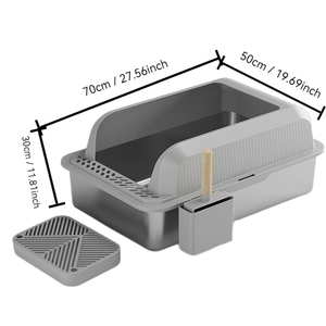 Super XL Large Enclosed Stainless Steel <strong>Cat</strong> Litter Box With High Side Easy Clean Metal <strong>Maine</strong> <strong>Coon</strong> Toilet for Large Big <strong>Cats</strong> - Product Image 5