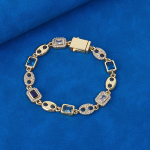 Chaîne de nez de cochon en pierres précieuses colorées avec boucle élastique de 10 mm, bijoux hip-hop, accessoires personnalisés, bracelet en zircon, personnalisation - Product Image 1