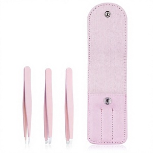 Pince à épiler à pointe fine en acier inoxydable de haute qualité, durable et moderne, service OEM, logo personnalisé, outil de couleur rose - Product Image 4