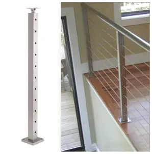 楼梯电缆扶手现代设计电线围栏二楼不锈钢垂直电线电缆栏杆甲板柱