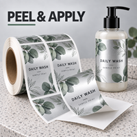 Étiquette autocollante personnalisée en BOPP pour bouteille de gel douche, pour l'emballage de bouteilles de gel douche et l'impression de logo de marque de produits de soin personnel