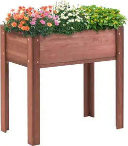 Cama de jardim elevada com pernas, caixa de madeira elevada para plantar plantas ao ar livre, flores, frutas, vegetais e ervas