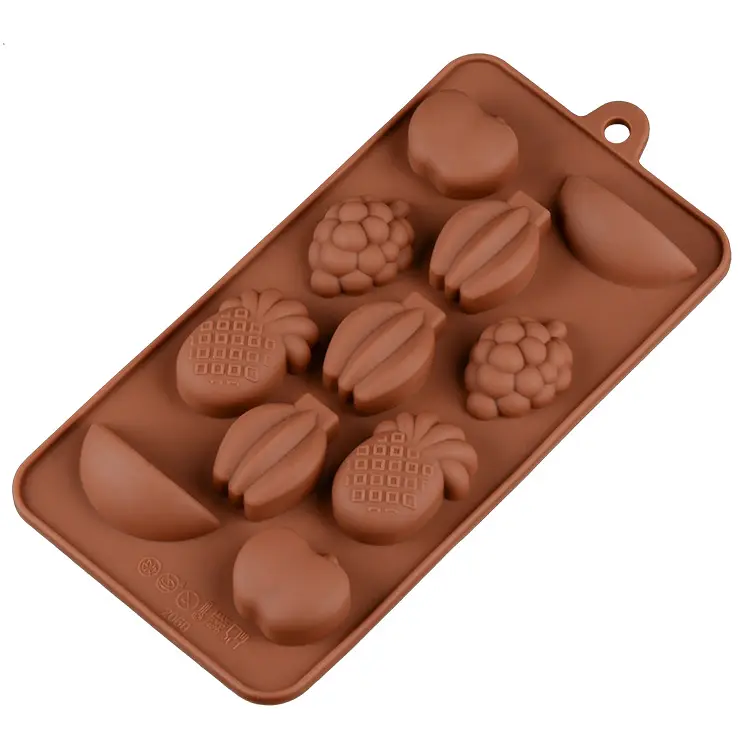 Molde de silicona con logotipo personalizado para hacer pasteles, molde de silicona para hacer helados, Fondant, fruta, 11 cavidades, con logotipo personalizado