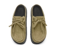 Haute qualité luxe populaire vache daim bout carré taille 36-44 pantoufles pour hommes et femmes décontracté extérieur à lacets Mule plat mocassins