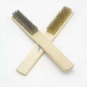 Spazzola a tazza industriale per la rimozione della ruggine, lucidare il filo di pulizia in rame puro con manico in legno in acciaio inox con supporto - Product Image 4