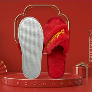 Pantoufles confortables à bout ouvert avec brides croisées, pour l'hiver, intérieur/extérieur, pour femmes, en fausse fourrure moelleuse - Product Image 5