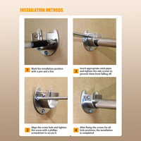 Supports muraux durables en acier inoxydable de haute qualité, noirs/argentés, avec revêtement en poudre, pour tringles à rideaux à bride ouverte