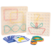 Mainan Papan Paku Bentuk Geometris Mainan Kayu Alas Pencerahan Anak-anak Mainan Karet Gelang Permainan Kreatif Edukatif