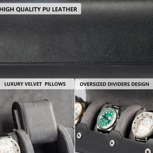 Nhà máy da xem trường hợp cuộn điên ngựa da bò trường hợp du lịch cổ điển với 3 khe bảo vệ Retro hộp đồng hồ - Product Image 3