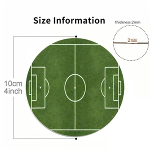 Sous-verres en bois avec motif terrain de football, sous-verres de 4 pouces pour la décoration de table sur le thème du sport, fournitures pour fêtes d'anniversaire - Product Image 5
